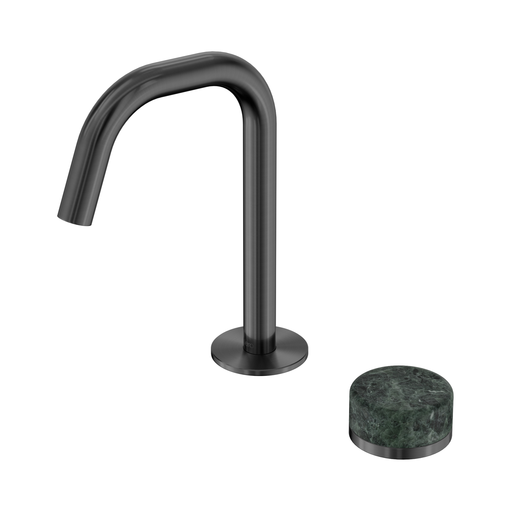 Nero Serenity Progressive Basin Mixer Edge Spout With Verde Alpi Handle, Gun Metal