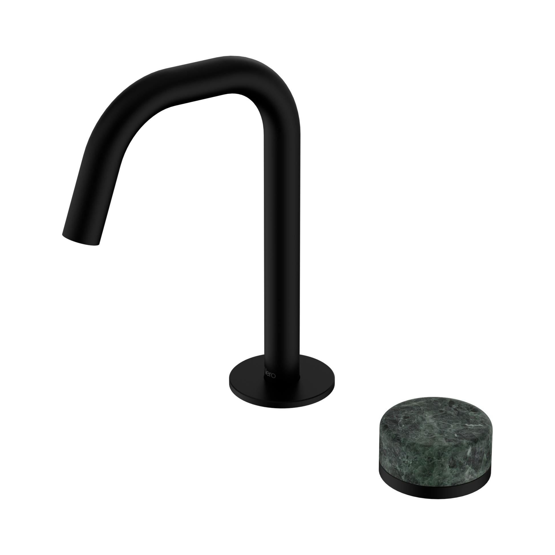 Nero Serenity Progressive Basin Mixer Edge Spout With Verde Alpi Handle, Matte Black