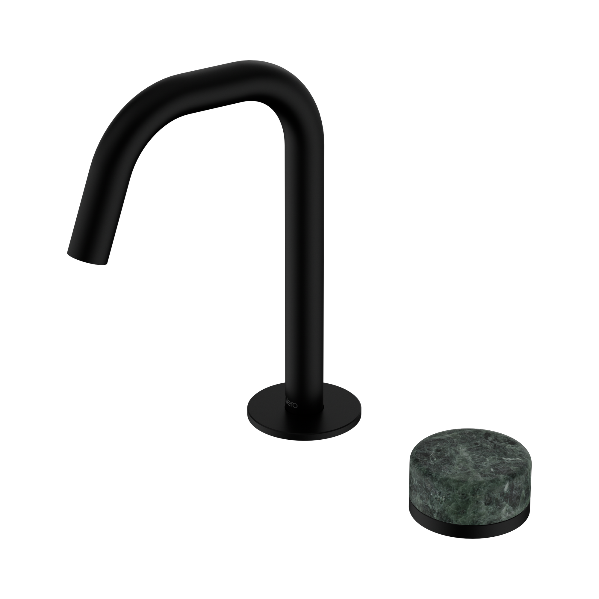 Nero Serenity Progressive Basin Mixer Edge Spout With Verde Alpi Handle, Matte Black