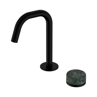 Nero Serenity Progressive Basin Mixer Edge Spout With Verde Alpi Handle, Matte Black