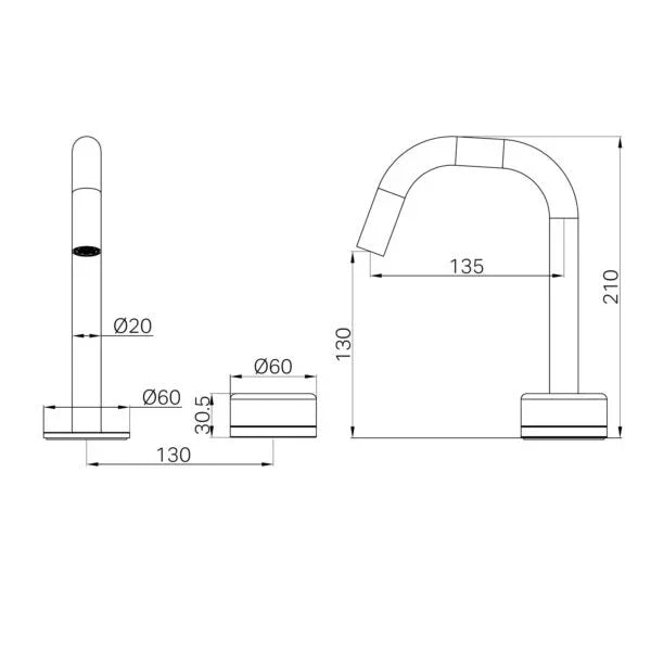 Nero Serenity Progressive Basin Mixer Edge Spout With Rome Travertine Handle