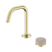 Nero Serenity Progressive Basin Mixer Edge Spout With Rome Travertine Handle, Brushed Gold