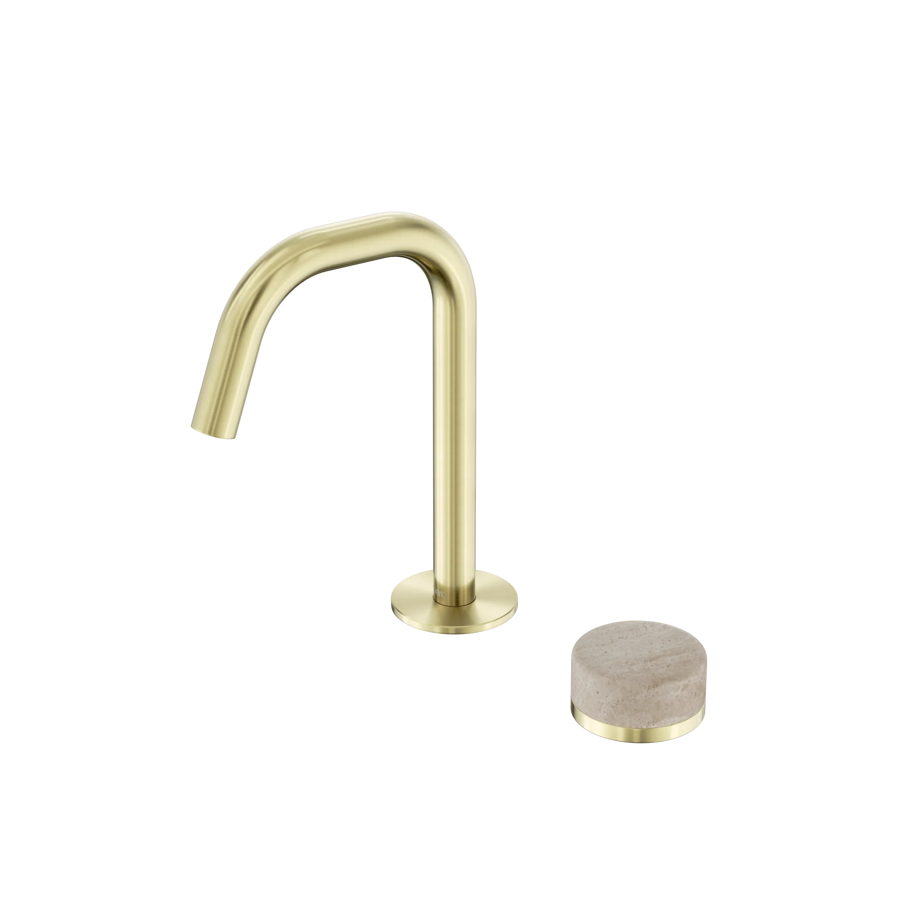 Nero Serenity Progressive Basin Mixer Edge Spout With Rome Travertine Handle