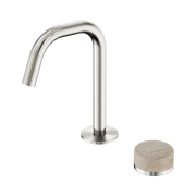 Nero Serenity Progressive Basin Mixer Edge Spout With Rome Travertine Handle, Brushed Nickel