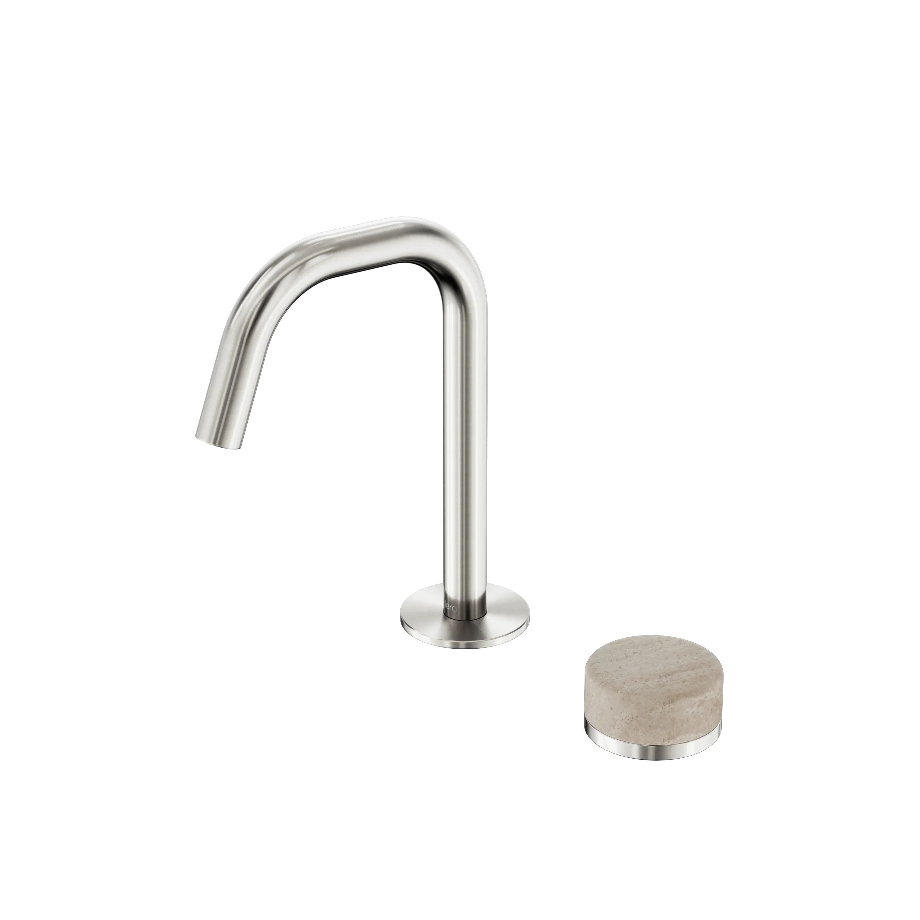 Nero Serenity Progressive Basin Mixer Edge Spout With Rome Travertine Handle