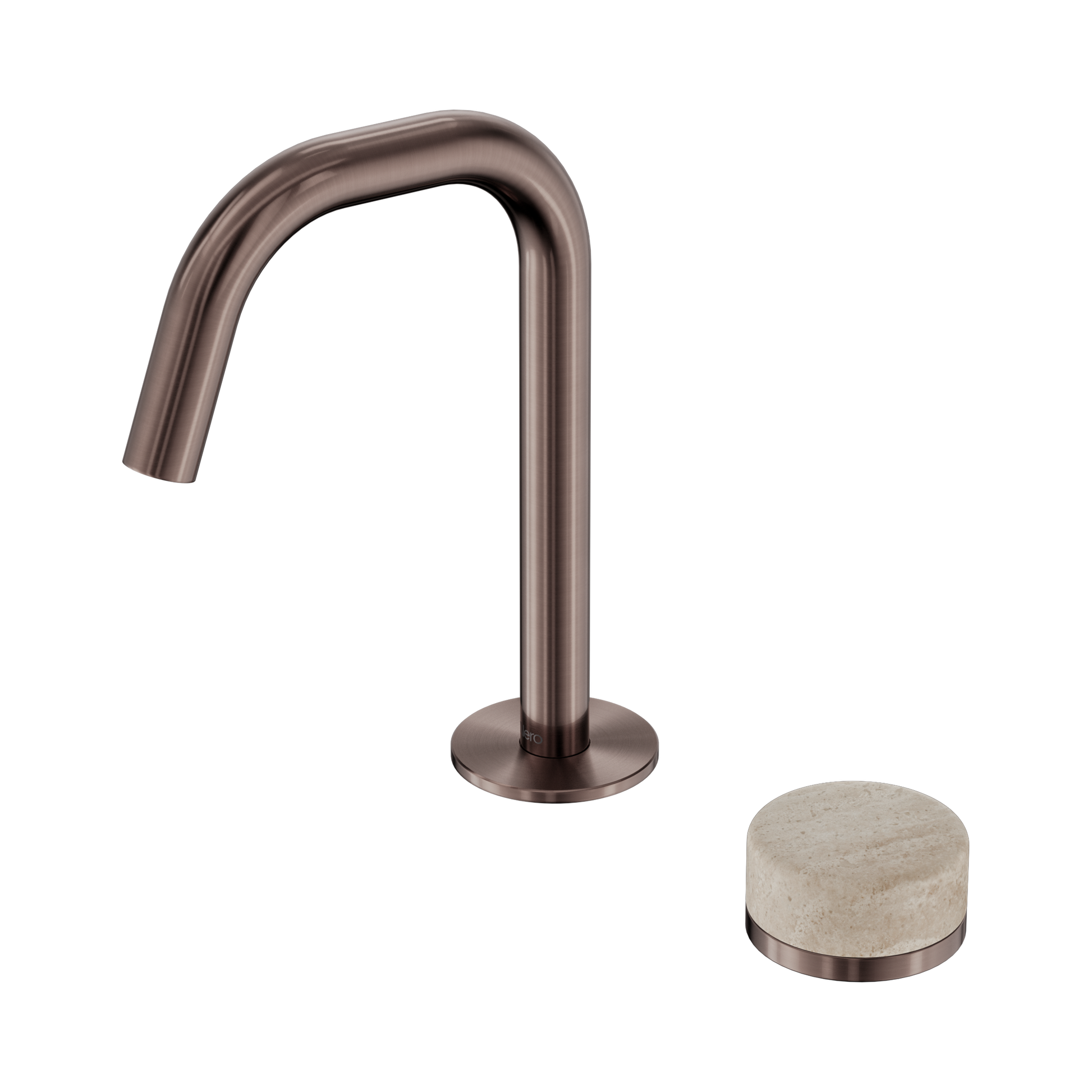 Nero Serenity Progressive Basin Mixer Edge Spout With Rome Travertine Handle, Brushed Bronze