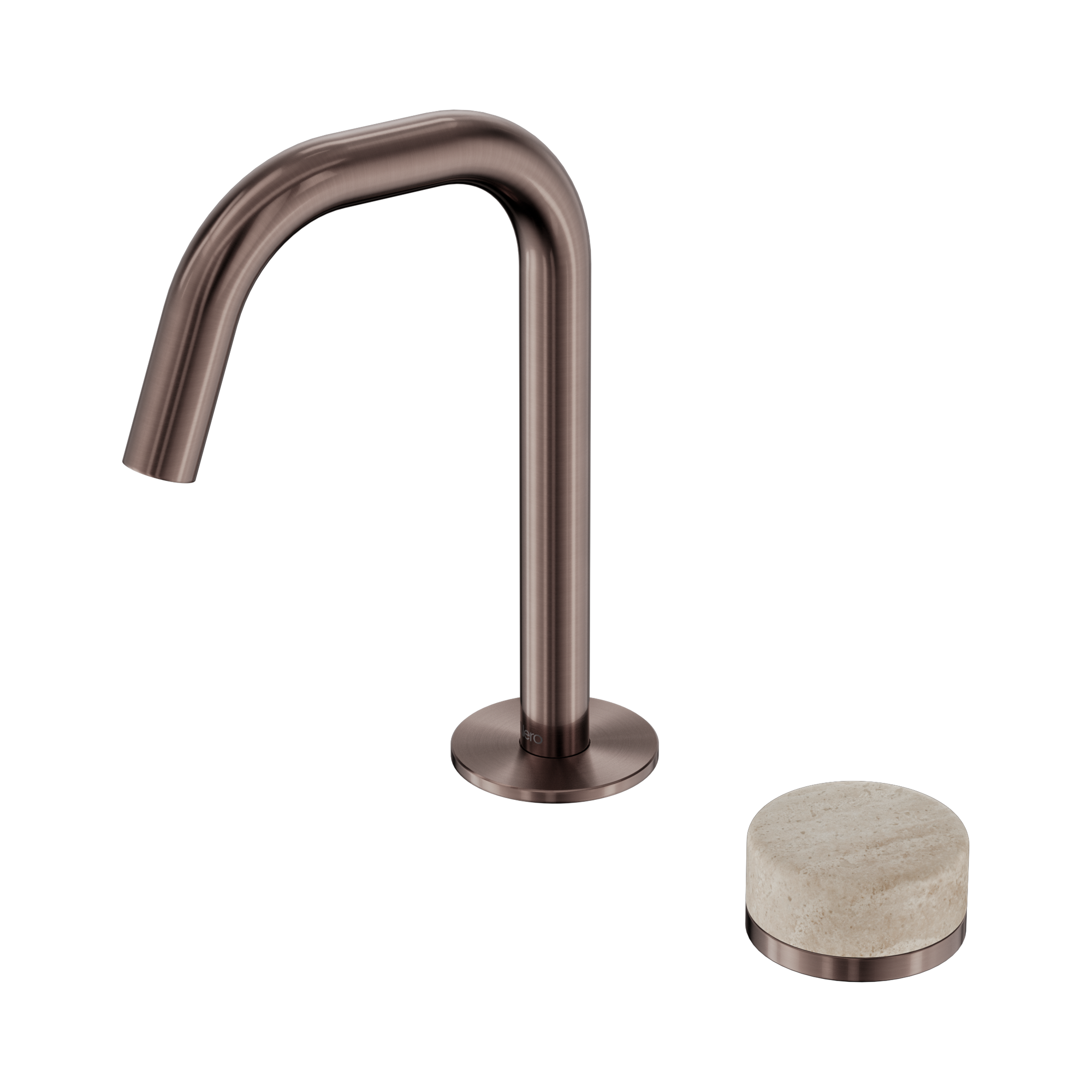Nero Serenity Progressive Basin Mixer Edge Spout With Rome Travertine Handle, Brushed Bronze