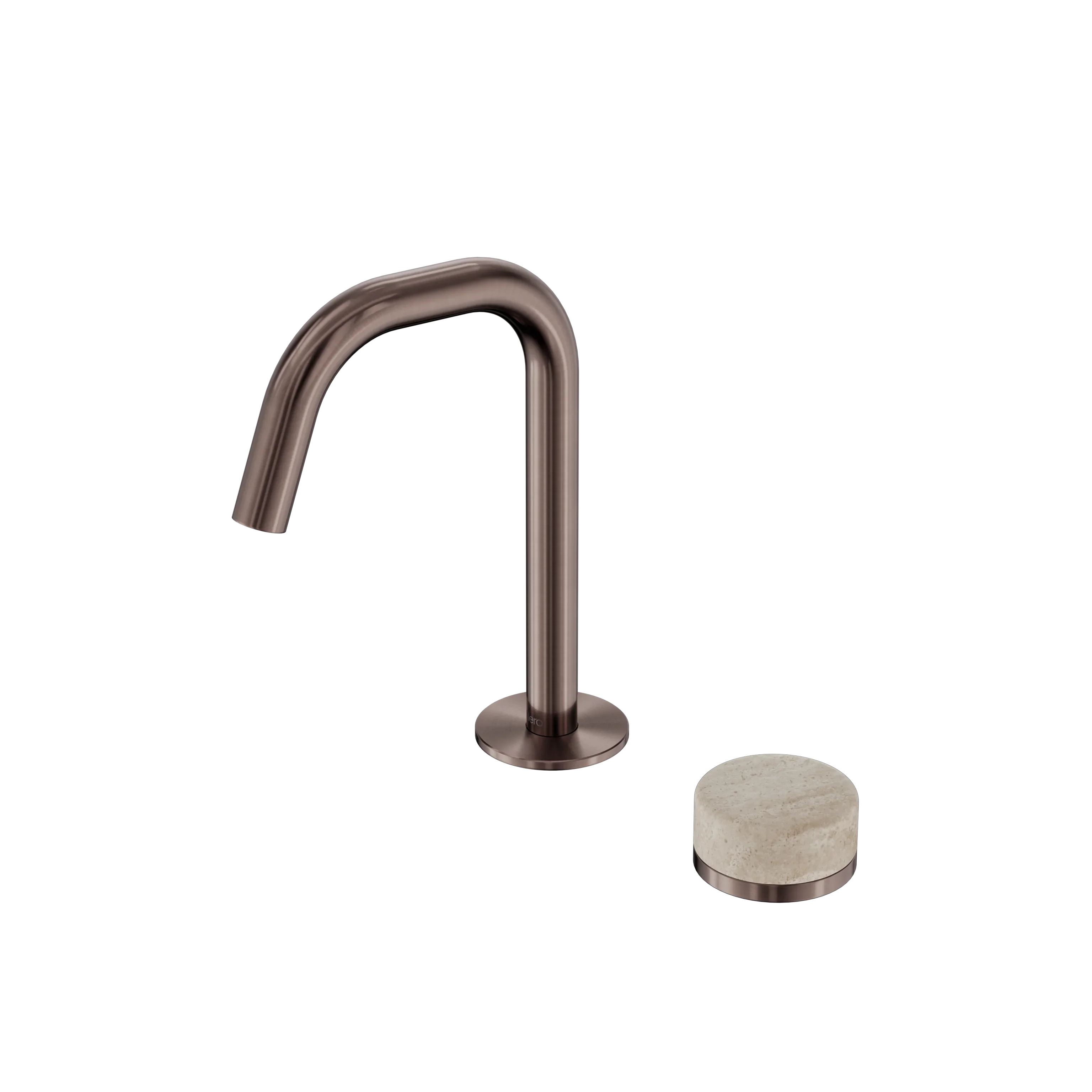 Nero Serenity Progressive Basin Mixer Edge Spout With Rome Travertine Handle