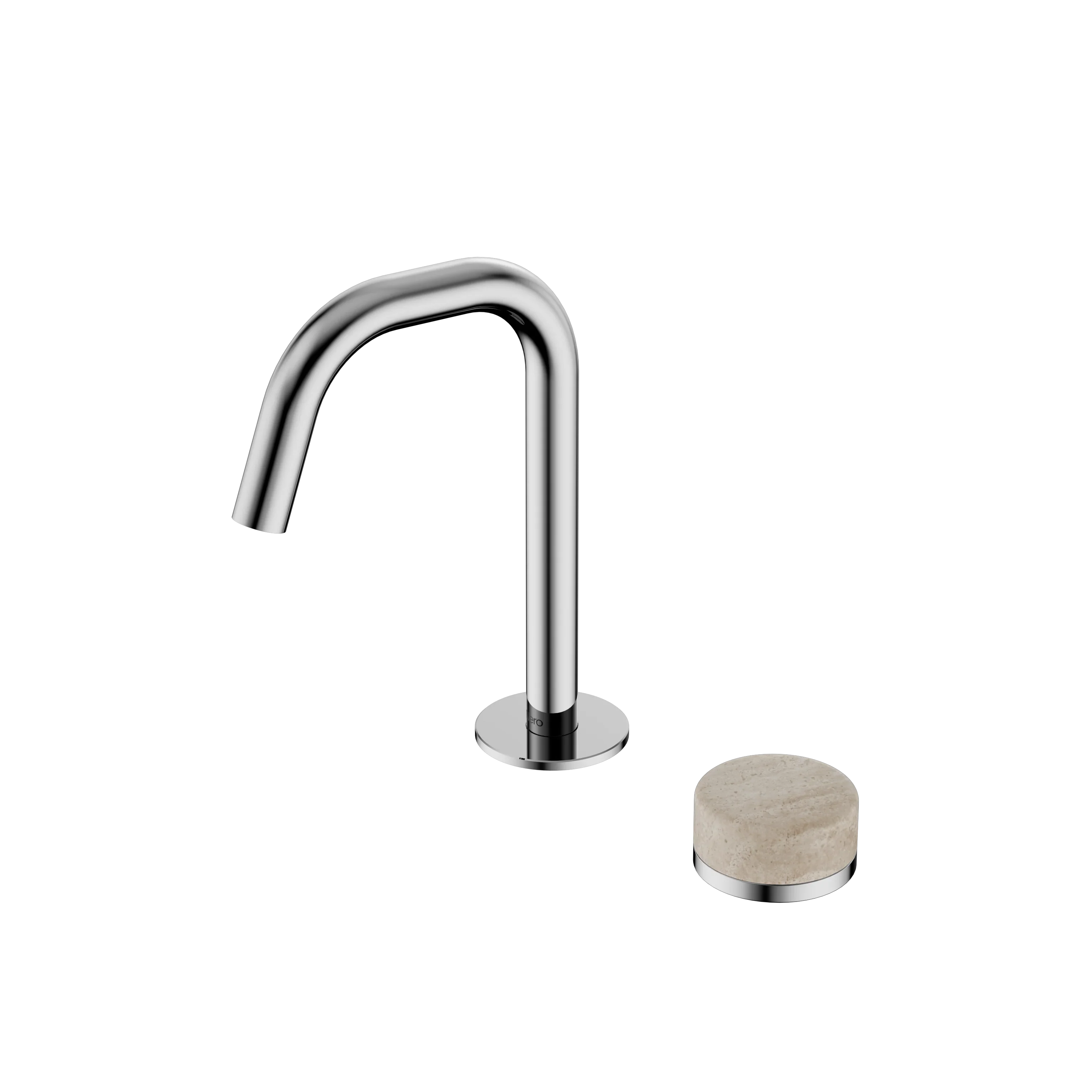 Nero Serenity Progressive Basin Mixer Edge Spout With Rome Travertine Handle