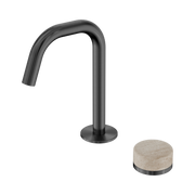 Nero Serenity Progressive Basin Mixer Edge Spout With Rome Travertine Handle, Gun Metal