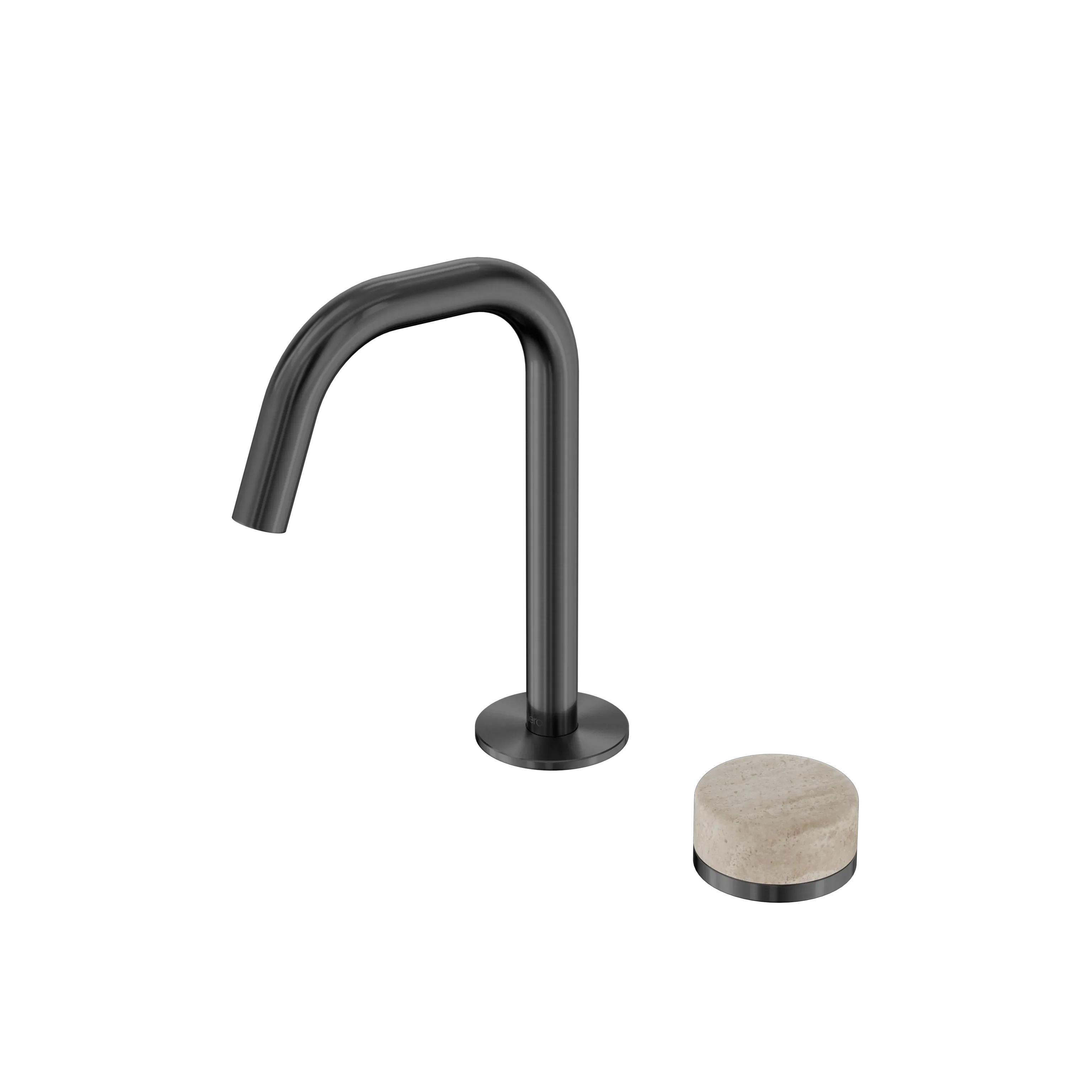 Nero Serenity Progressive Basin Mixer Edge Spout With Rome Travertine Handle