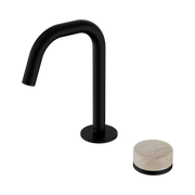 Nero Serenity Progressive Basin Mixer Edge Spout With Rome Travertine Handle, Matte Black