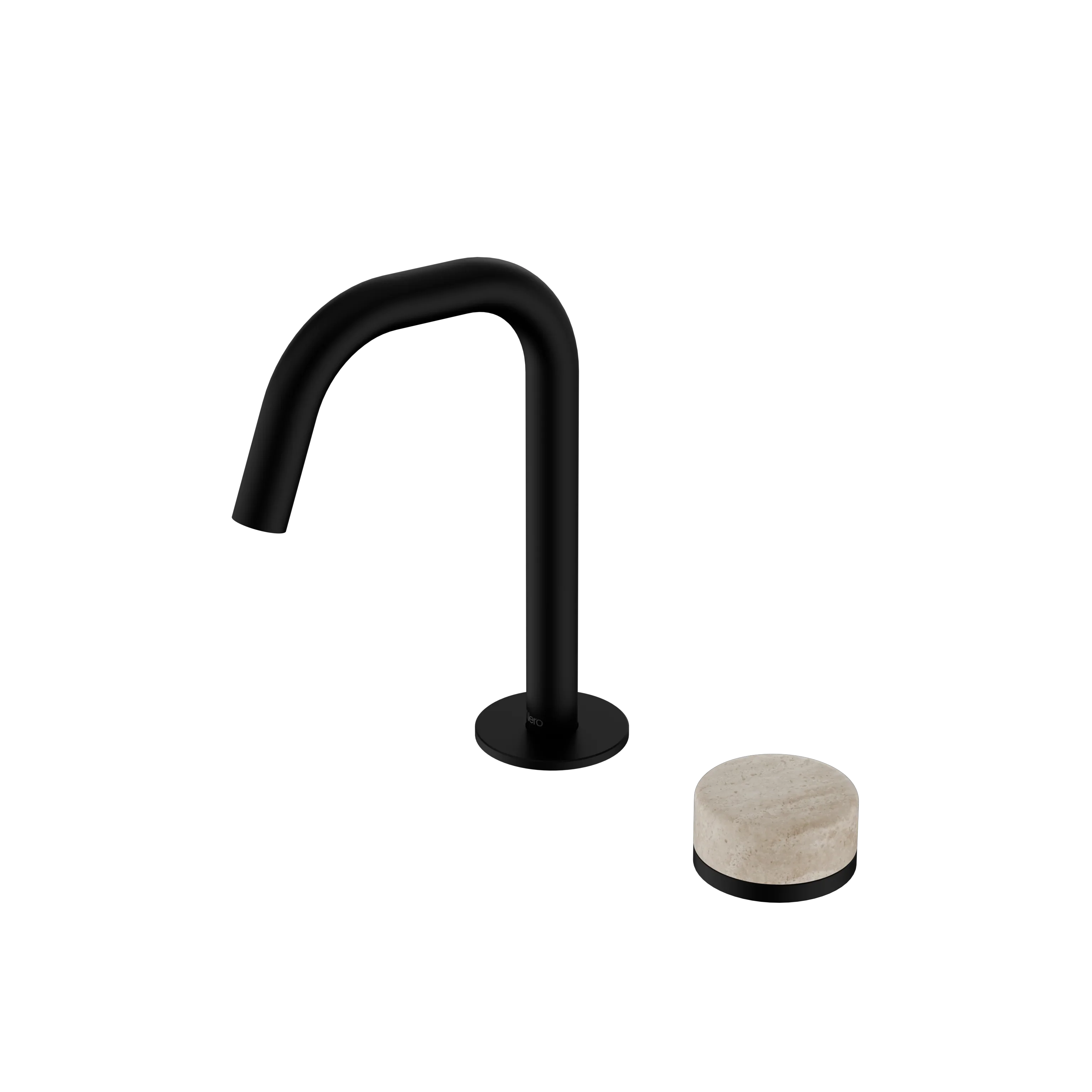 Nero Serenity Progressive Basin Mixer Edge Spout With Rome Travertine Handle