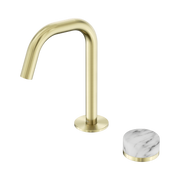 Nero Serenity Progressive Basin Mixer Edge Spout With Arabescato Corchia Handle, Brushed Gold