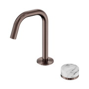 Nero Serenity Progressive Basin Mixer Edge Spout With Arabescato Corchia Handle, Brushed Bronze