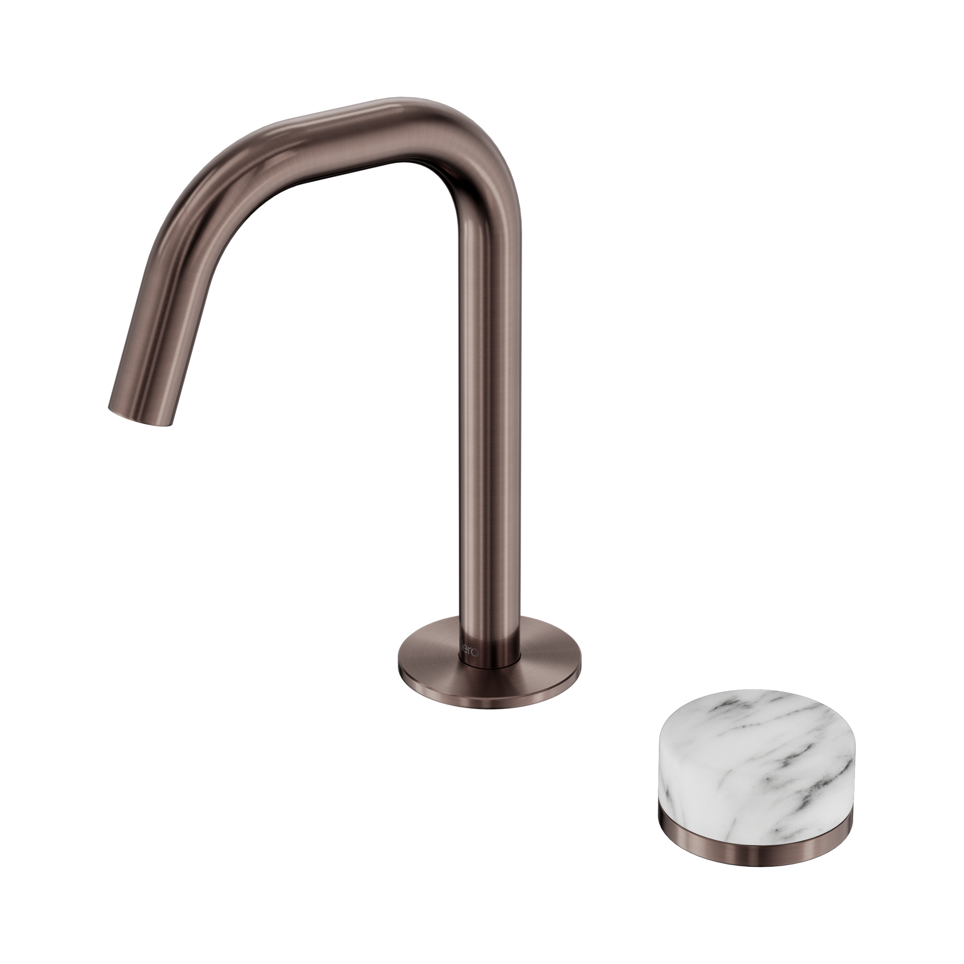 Nero Serenity Progressive Basin Mixer Edge Spout With Arabescato Corchia Handle, Brushed Bronze