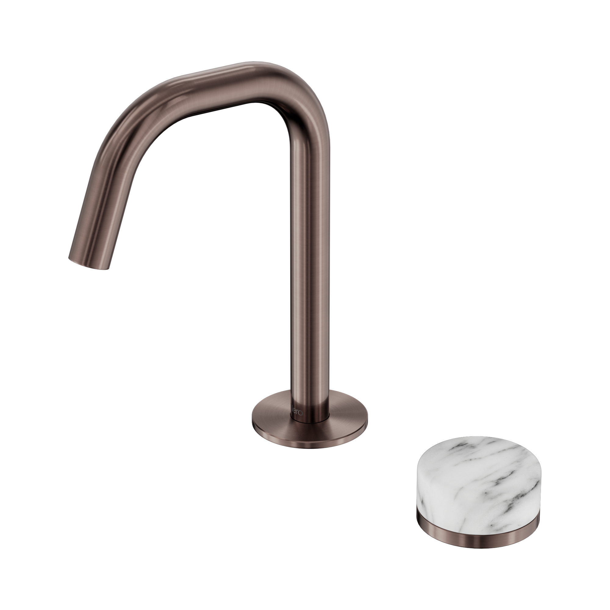 Nero Serenity Progressive Basin Mixer Edge Spout With Arabescato Corchia Handle, Brushed Bronze