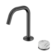 Nero Serenity Progressive Basin Mixer Edge Spout With Arabescato Corchia Handle, Gun Metal