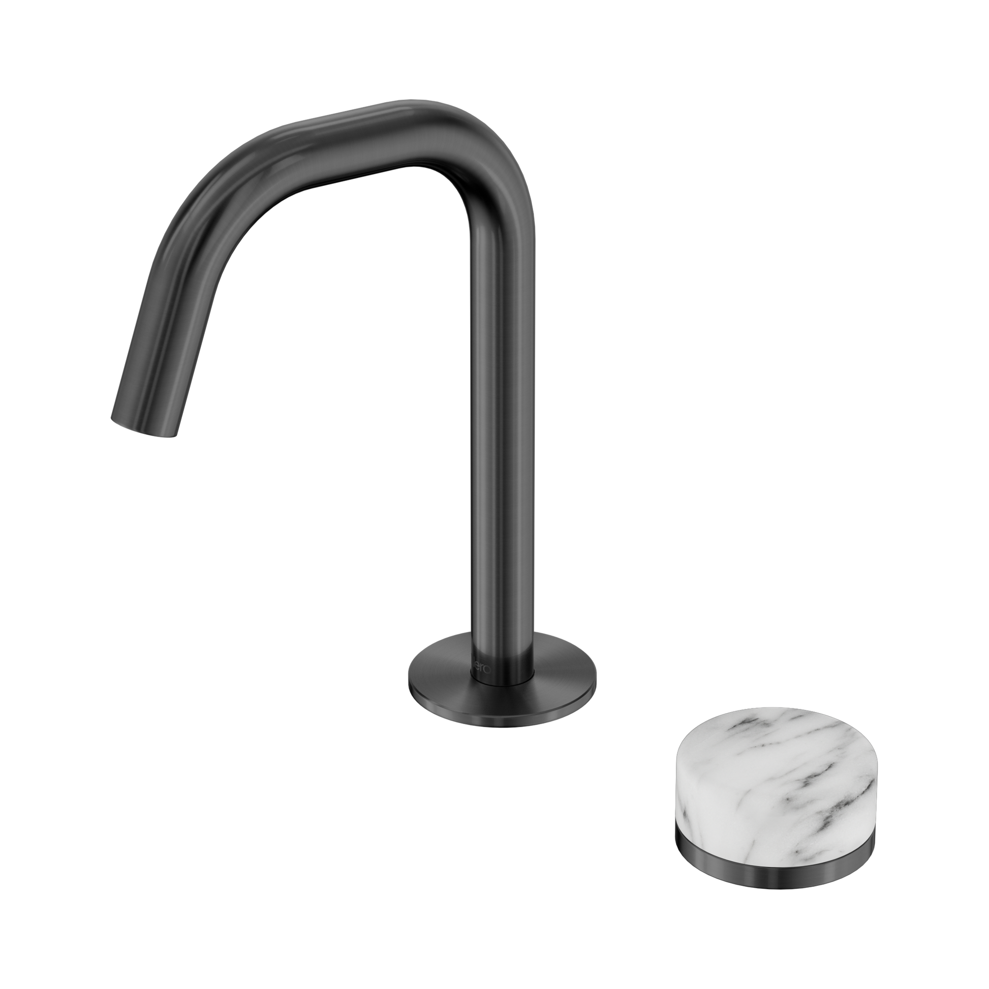 Nero Serenity Progressive Basin Mixer Edge Spout With Arabescato Corchia Handle, Gun Metal