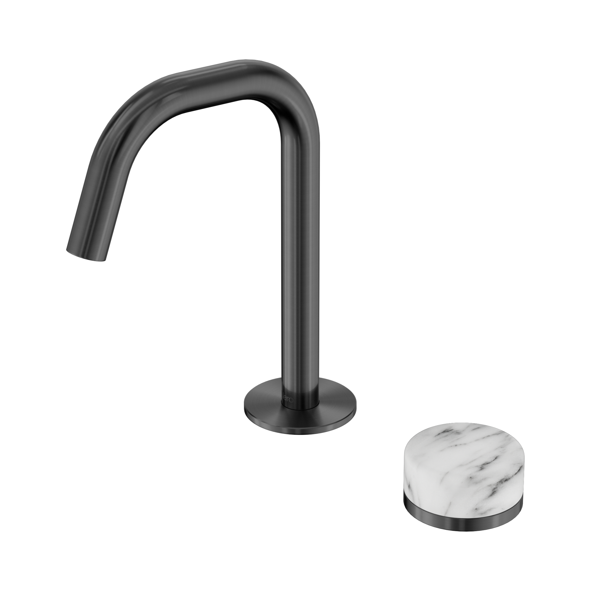 Nero Serenity Progressive Basin Mixer Edge Spout With Arabescato Corchia Handle, Gun Metal