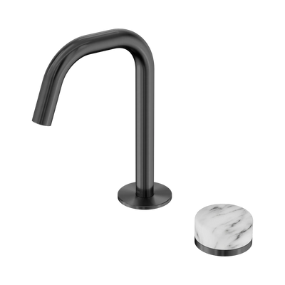 Nero Serenity Progressive Basin Mixer Edge Spout With Arabescato Corchia Handle, Gun Metal