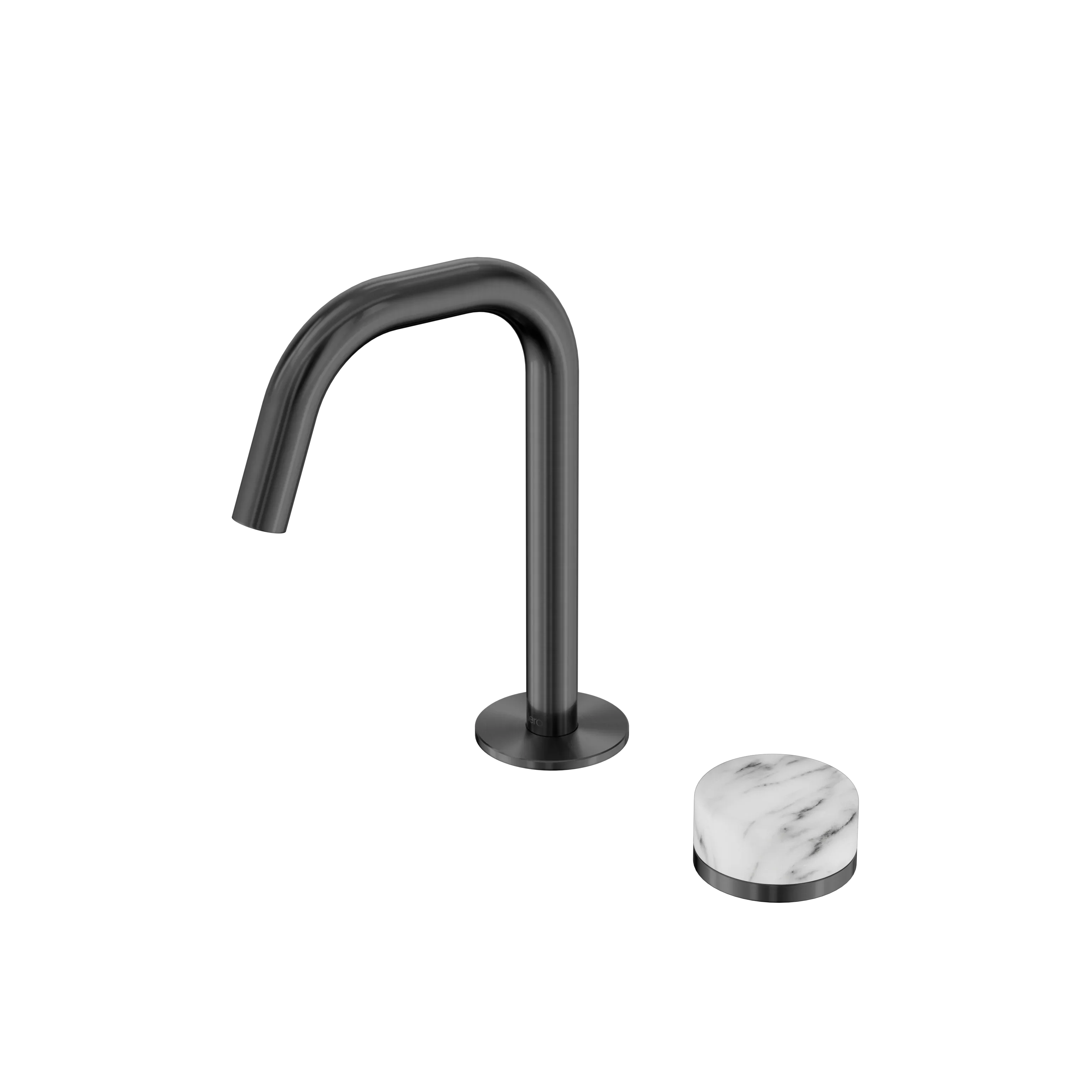 Nero Serenity Progressive Basin Mixer Edge Spout With Arabescato Corchia Handle