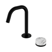 Nero Serenity Progressive Basin Mixer Edge Spout With Arabescato Corchia Handle, Matte Black