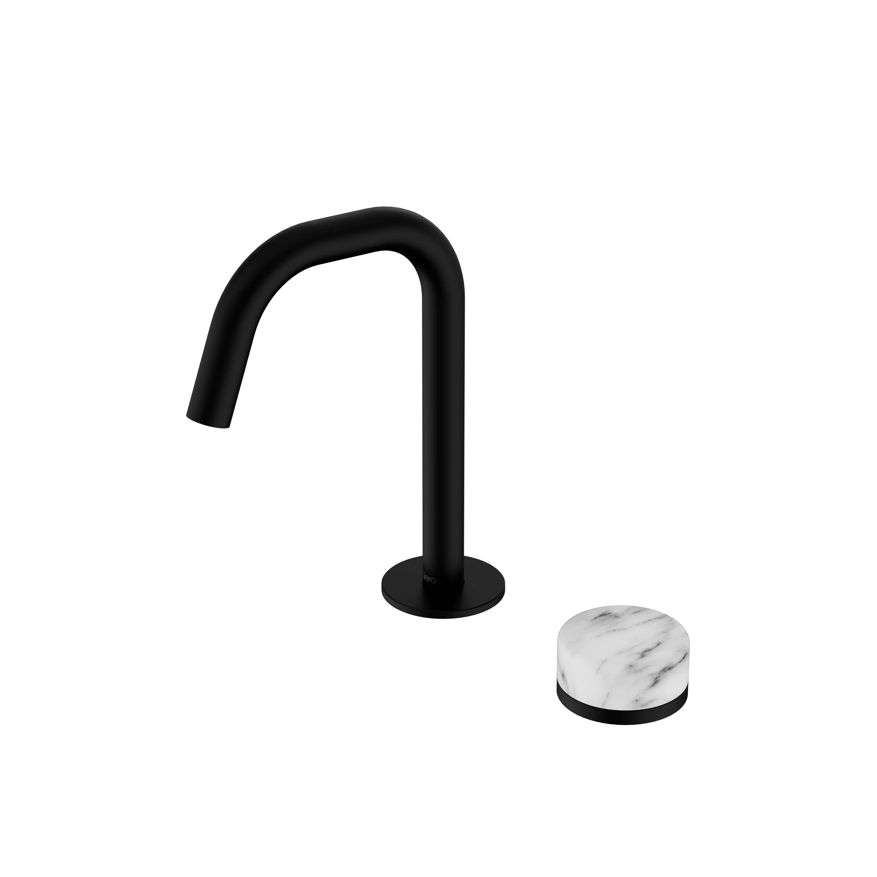 Nero Serenity Progressive Basin Mixer Edge Spout With Arabescato Corchia Handle