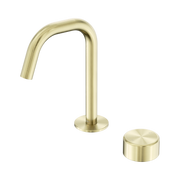 Nero Serenity Progressive Basin Mixer Edge Spout With Metal Handle, Brushed Gold