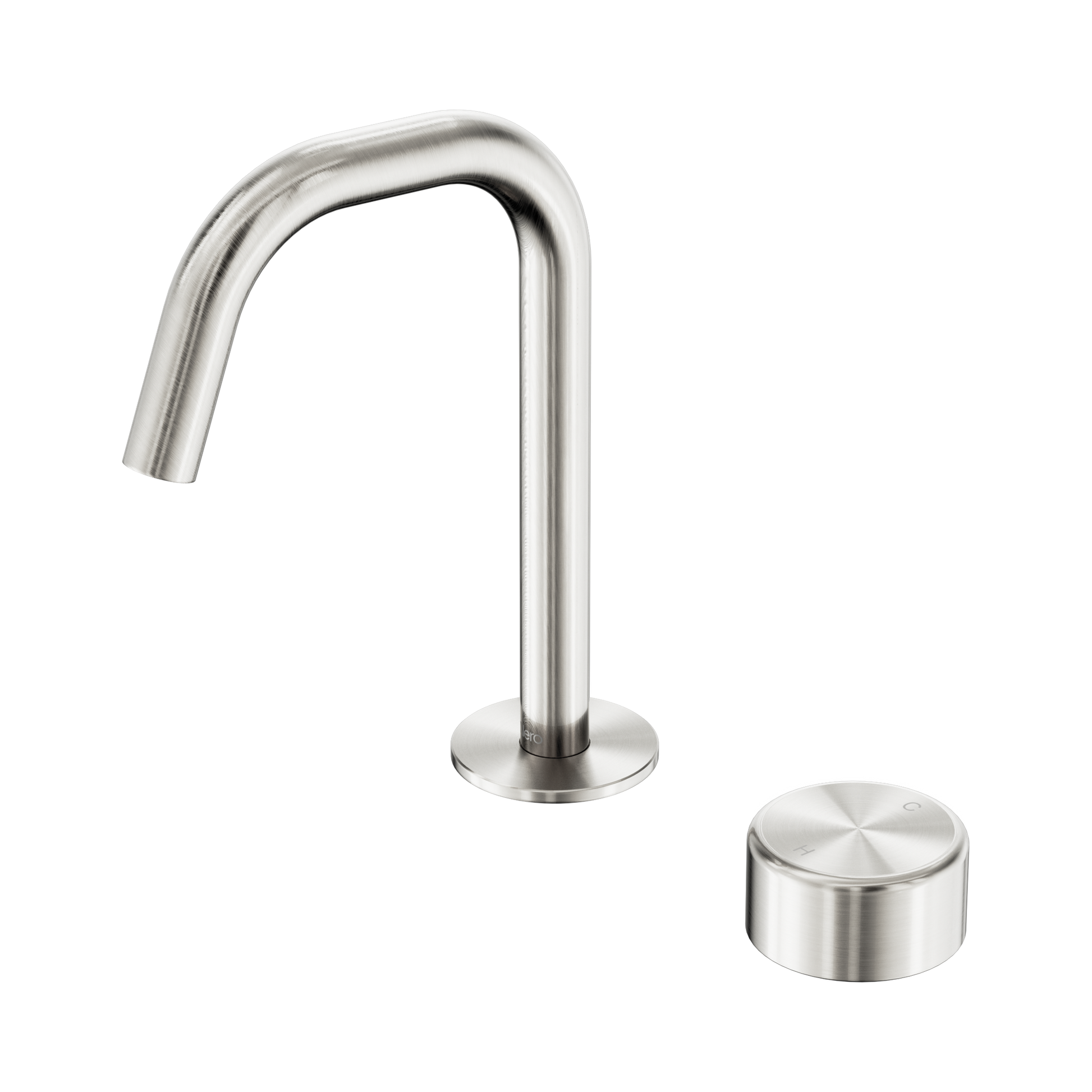 Nero Serenity Progressive Basin Mixer Edge Spout With Metal Handle, Brushed Nickel
