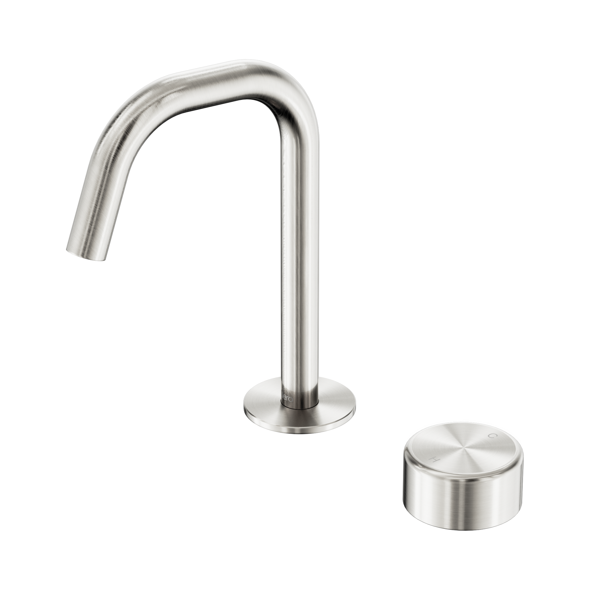 Nero Serenity Progressive Basin Mixer Edge Spout With Metal Handle, Brushed Nickel