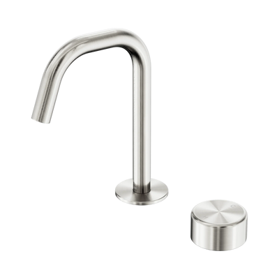 Nero Serenity Progressive Basin Mixer Edge Spout With Metal Handle, Brushed Nickel