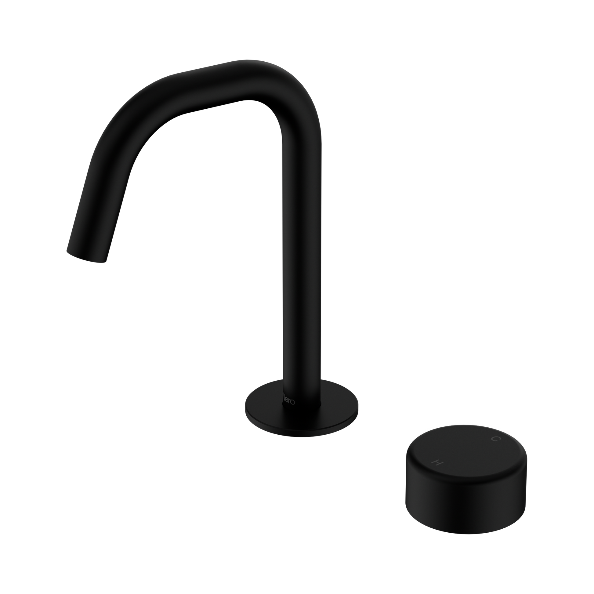 Nero Serenity Progressive Basin Mixer Edge Spout With Metal Handle, Matte Black