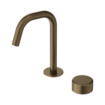 Nero Serenity Progressive Basin Mixer Edge Spout With Metal Handle, Tumbled Antique Brass