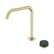 Nero Serenity Progressive Bath/Kitchen Mixer Edge Spout With Verde Alpi Handle, Brushed Gold