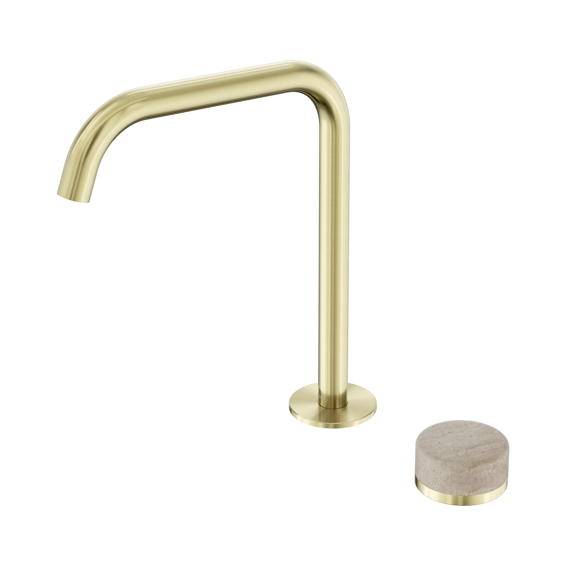 Nero Serenity Progressive Bath/Kitchen Mixer Edge Spout With Rome Travertine Handle, Brushed Gold