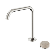 Nero Serenity Progressive Bath/Kitchen Mixer Edge Spout With Rome Travertine Handle, Brushed Nickel