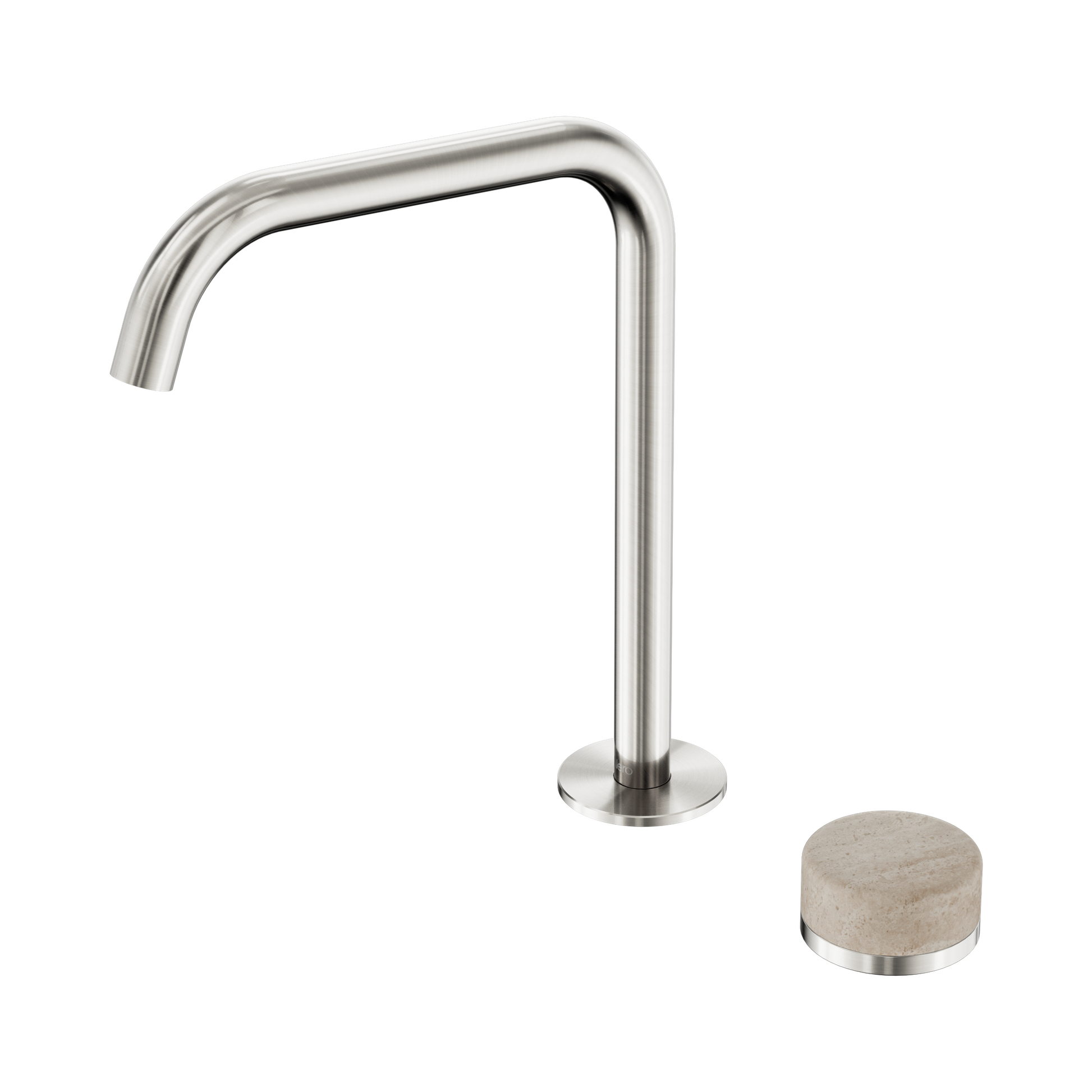Nero Serenity Progressive Bath/Kitchen Mixer Edge Spout With Rome Travertine Handle, Brushed Nickel