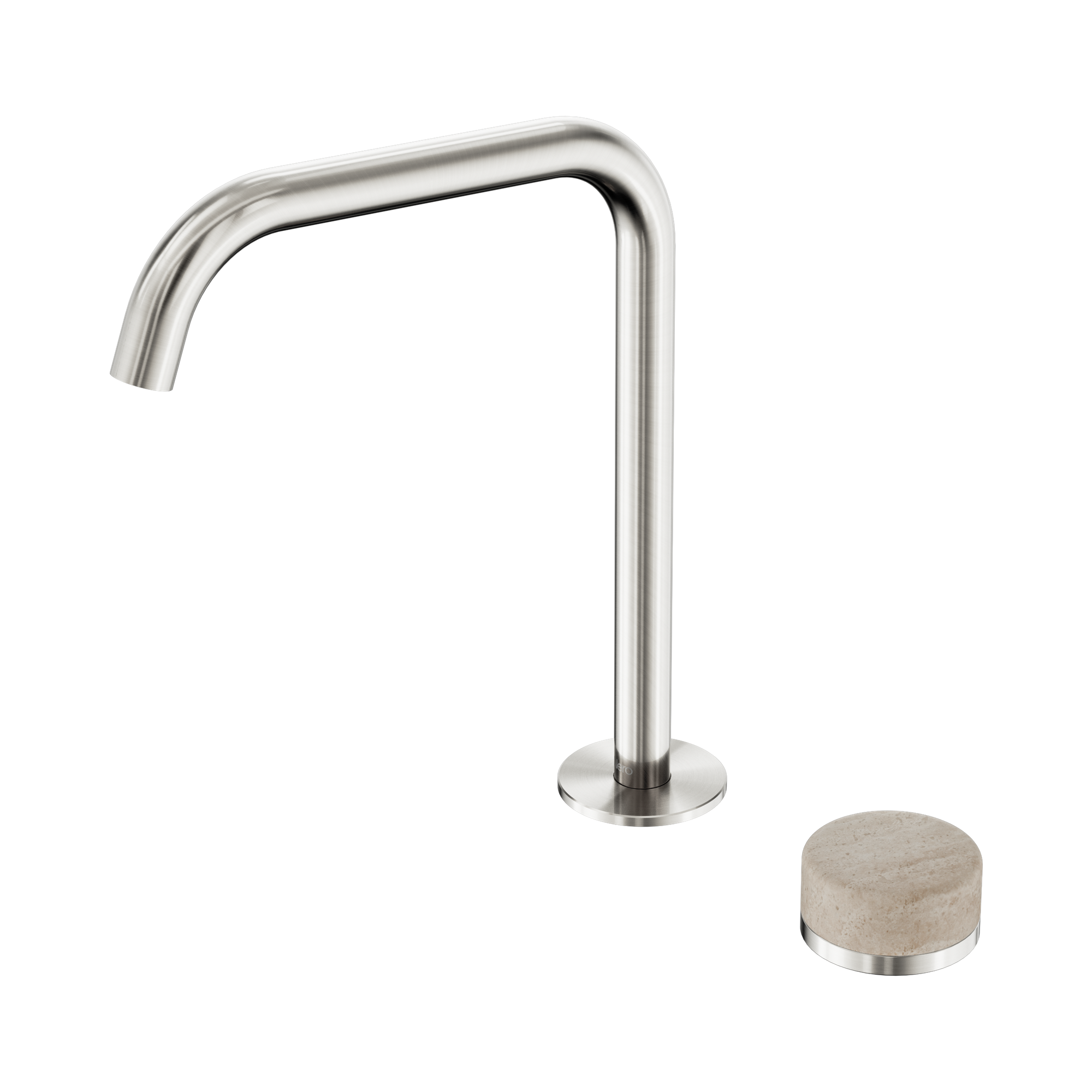 Nero Serenity Progressive Bath/Kitchen Mixer Edge Spout With Rome Travertine Handle, Brushed Nickel