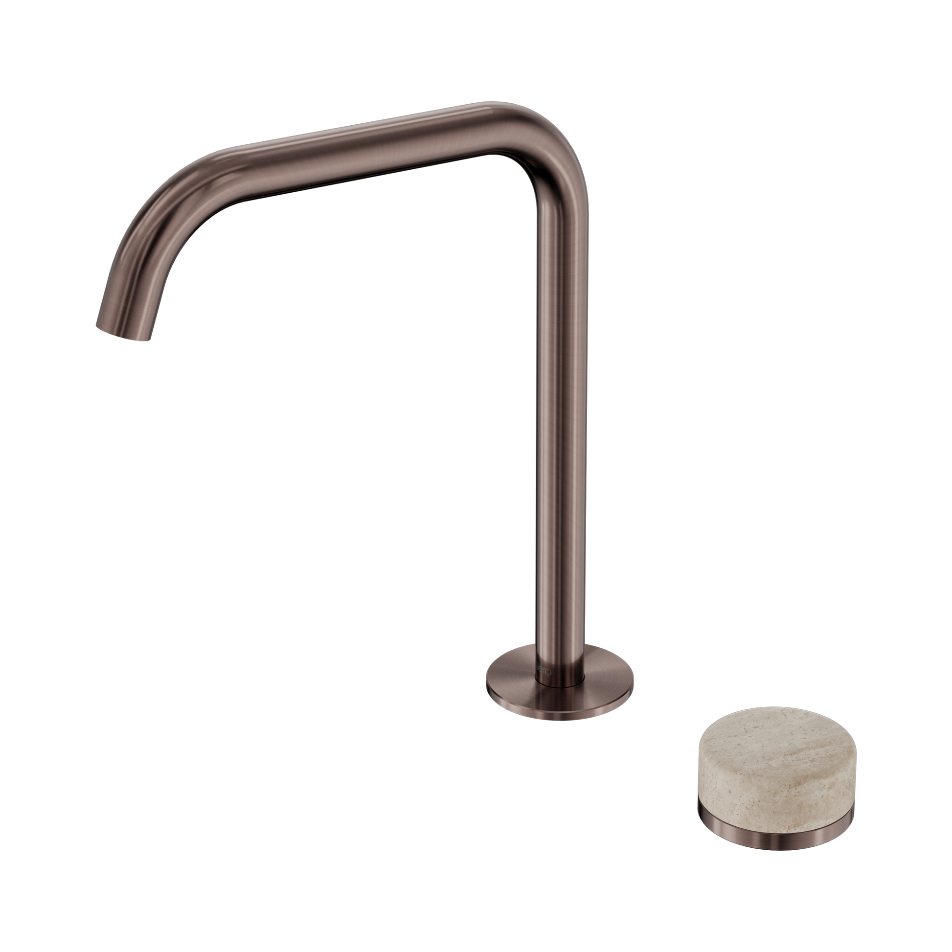 Nero Serenity Progressive Bath/Kitchen Mixer Edge Spout With Rome Travertine Handle, Brushed Bronze
