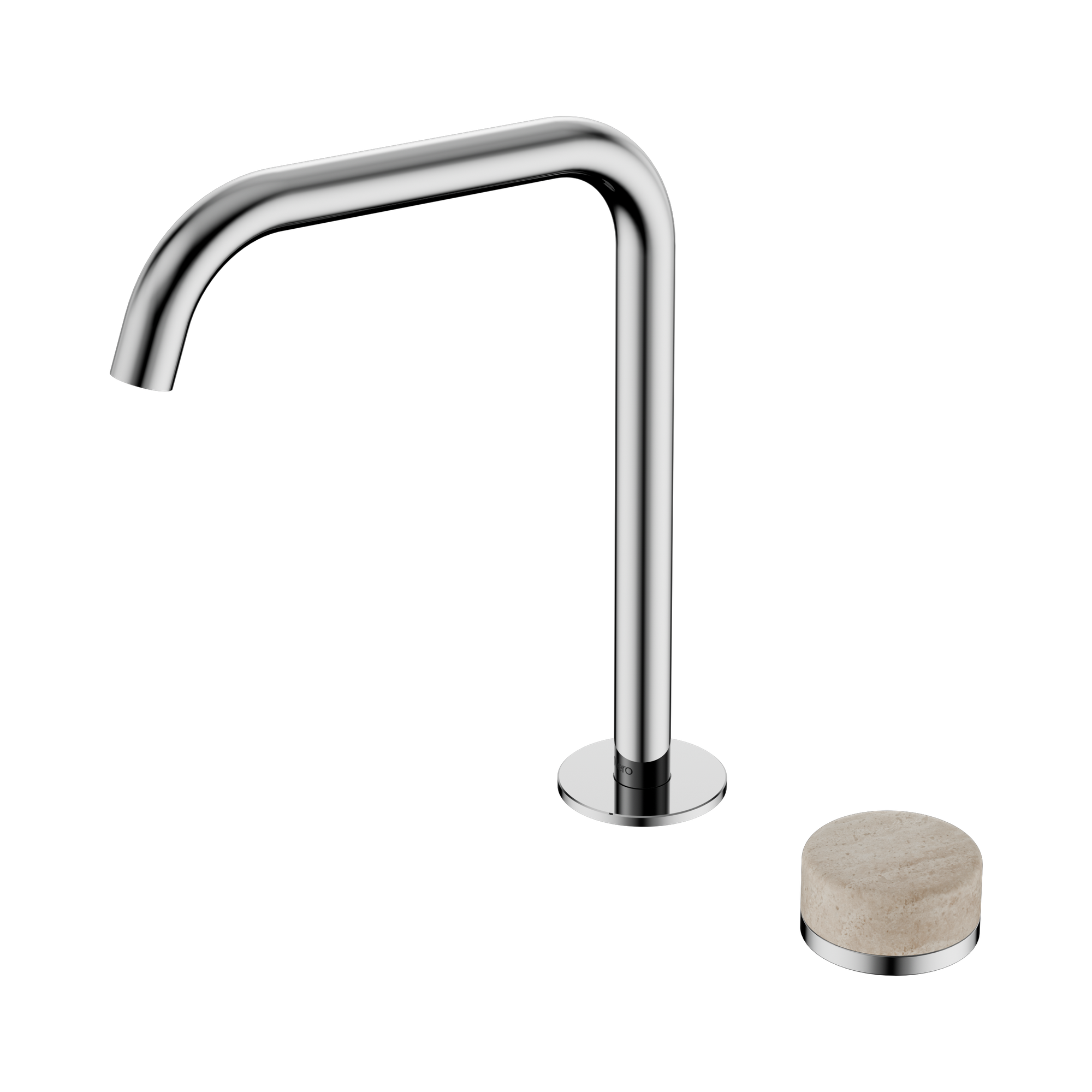 Nero Serenity Progressive Bath/Kitchen Mixer Edge Spout With Rome Travertine Handle, Chrome