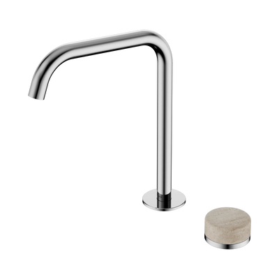Nero Serenity Progressive Bath/Kitchen Mixer Edge Spout With Rome Travertine Handle, Chrome