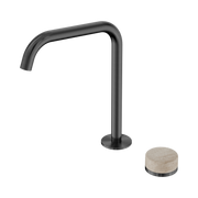 Nero Serenity Progressive Bath/Kitchen Mixer Edge Spout With Rome Travertine Handle, Gun Metal