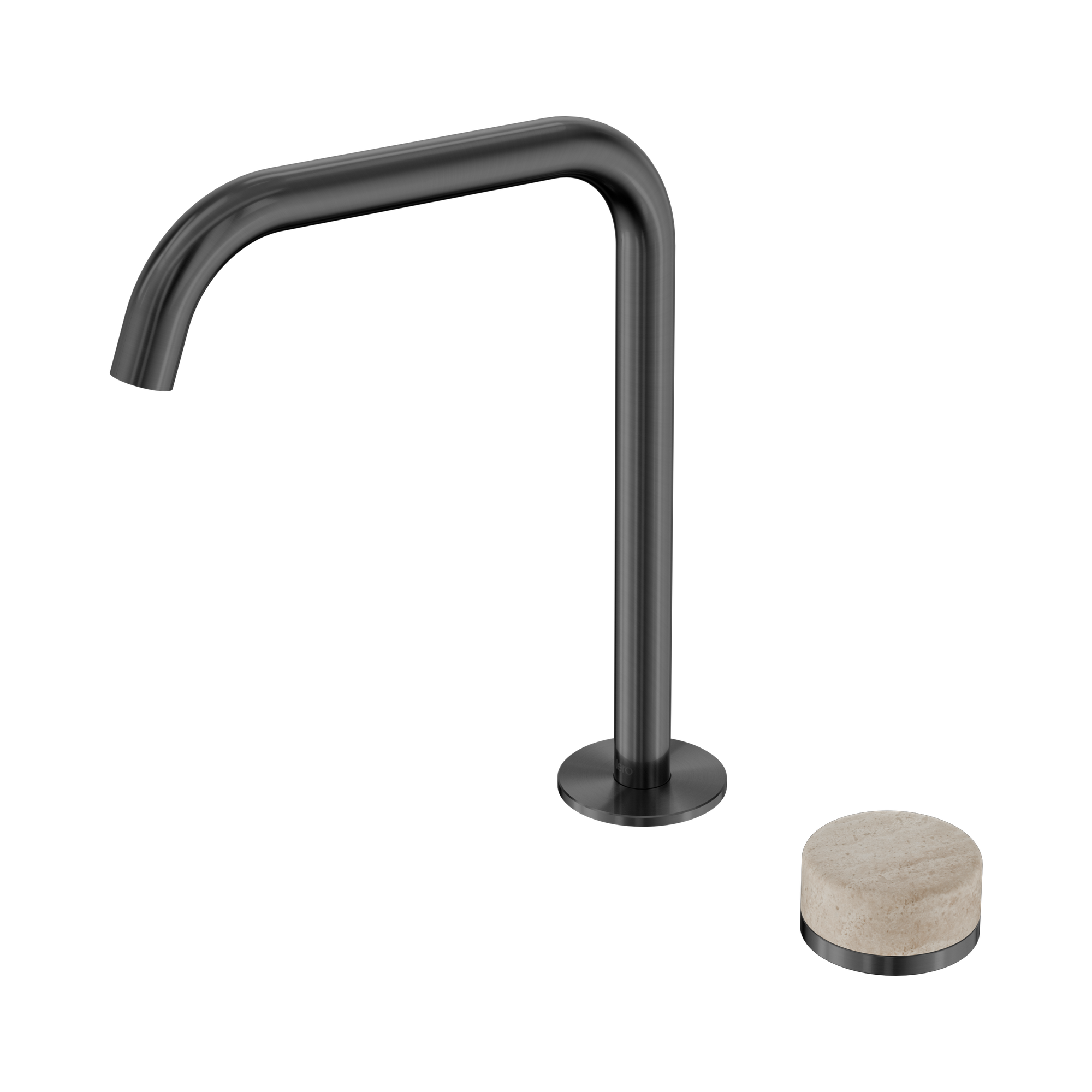 Nero Serenity Progressive Bath/Kitchen Mixer Edge Spout With Rome Travertine Handle, Gun Metal