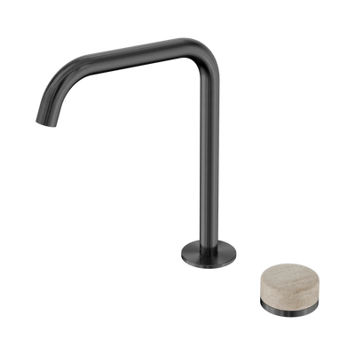 Nero Serenity Progressive Bath/Kitchen Mixer Edge Spout With Rome Travertine Handle, Gun Metal