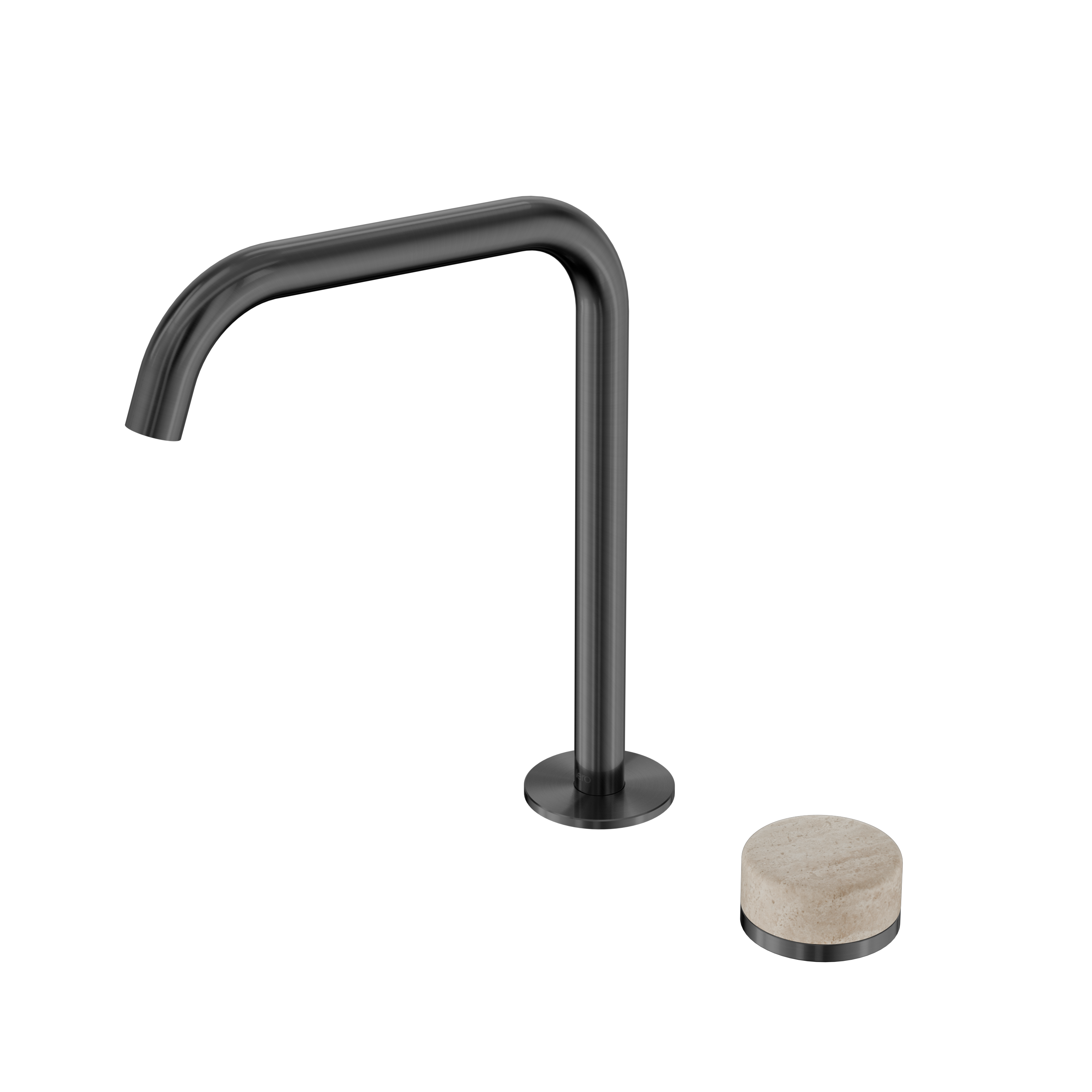 Nero Serenity Progressive Bath/Kitchen Mixer Edge Spout With Rome Travertine Handle