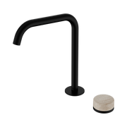 Nero Serenity Progressive Bath/Kitchen Mixer Edge Spout With Rome Travertine Handle, Matte Black