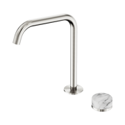 Nero Serenity Progressive Bath/Kitchen Mixer Edge Spout With Arabescato Corchia Handle, Brushed Nickel