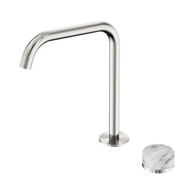 Nero Serenity Progressive Bath/Kitchen Mixer Edge Spout With Arabescato Corchia Handle, Brushed Nickel