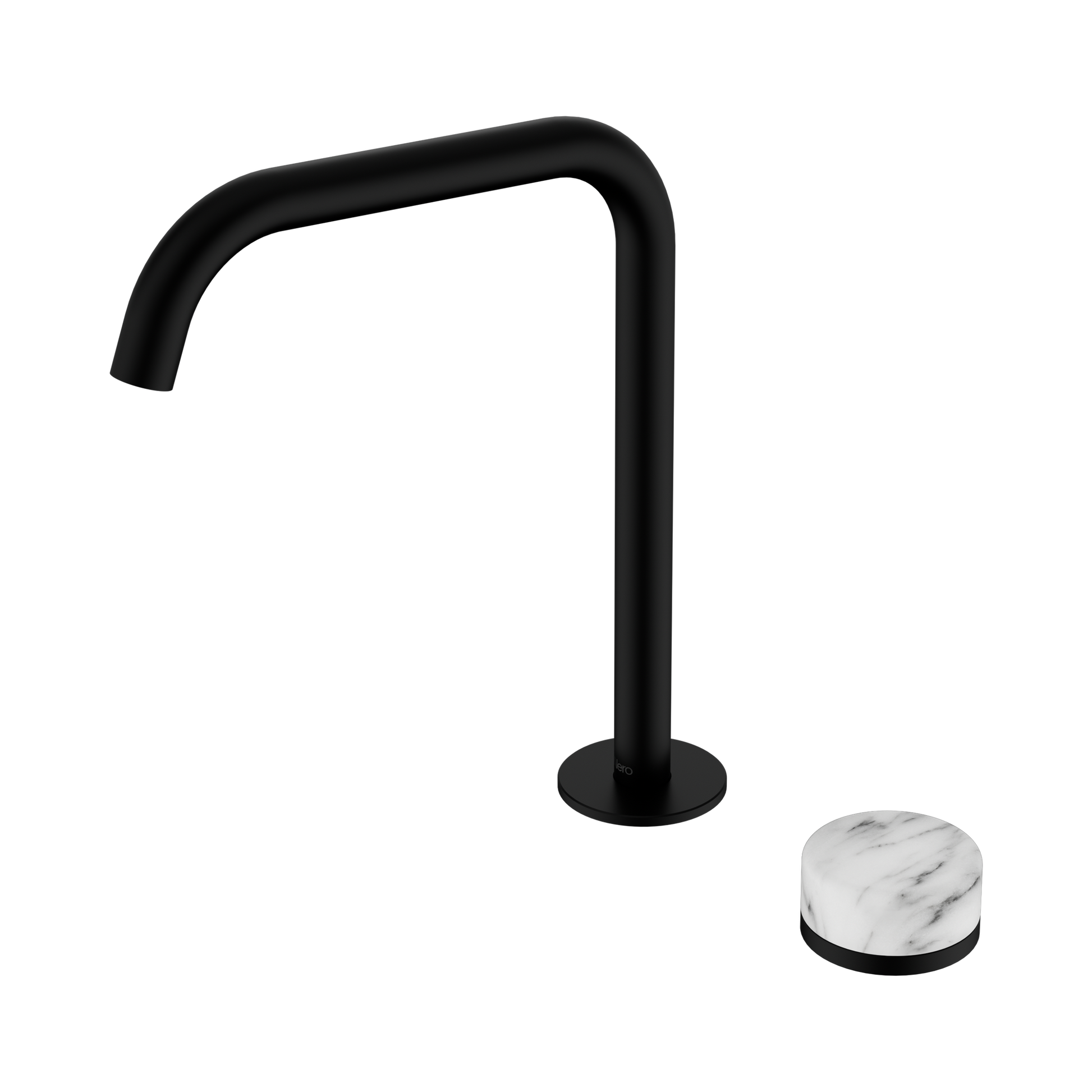 Nero Serenity Progressive Bath/Kitchen Mixer Edge Spout With Arabescato Corchia Handle, Matte Black